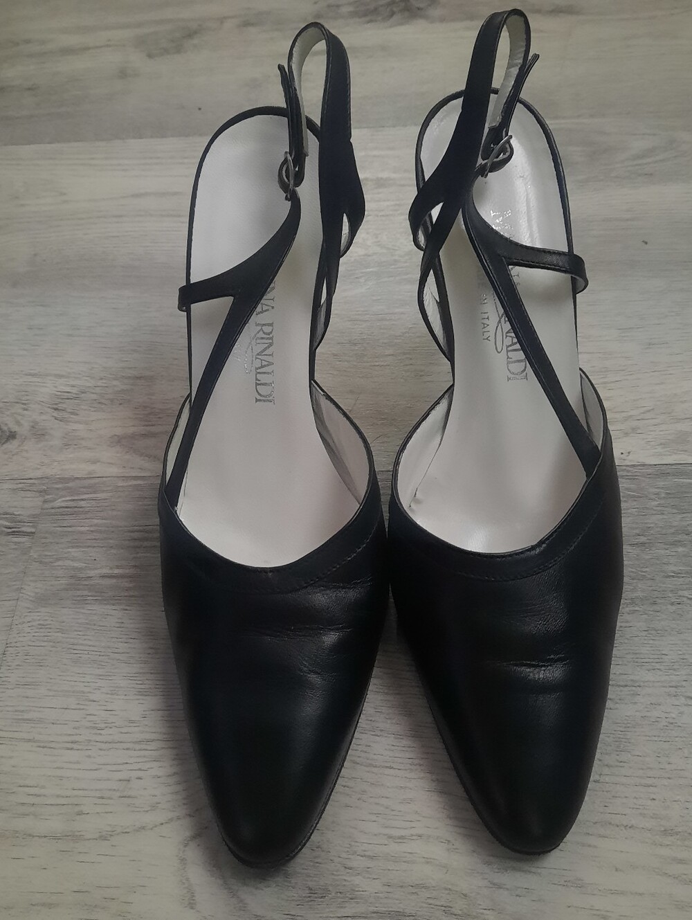 Marina Rinaldi Black Leather Slingback Heels